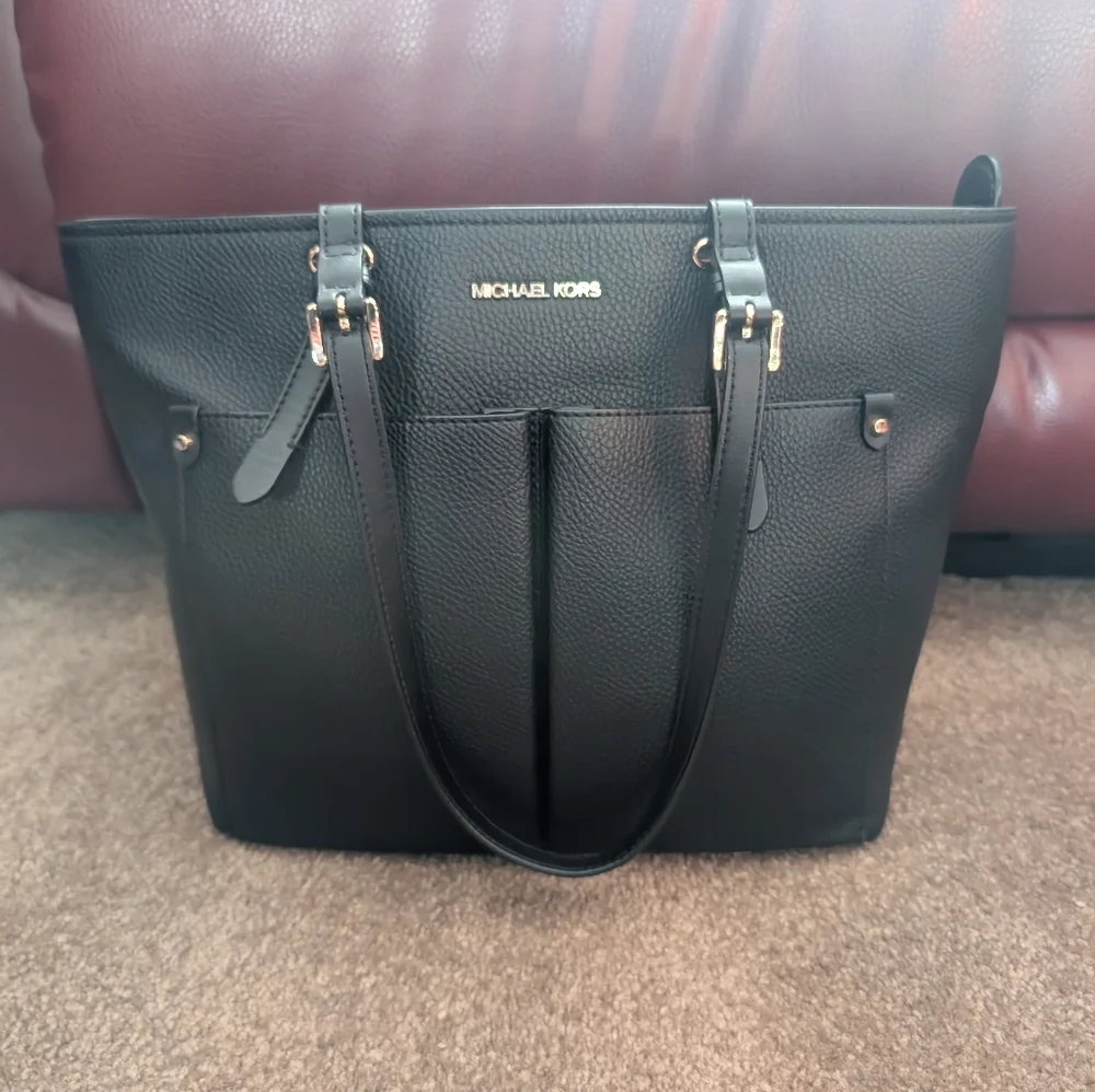 Michael Kors Black Tote with Gold Accents - Picture 2 of 16